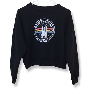 Freeze NASA Cropped Drop Shoulder Sweatshirt